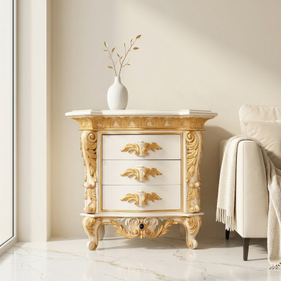 Luxe nachtkastje met gesneden patroon