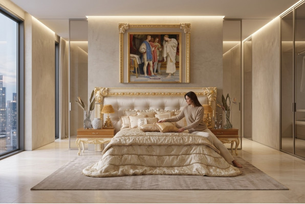 Chesterfield bed Luxe tweepersoonsbedden Italiaanse meubels Boiserie