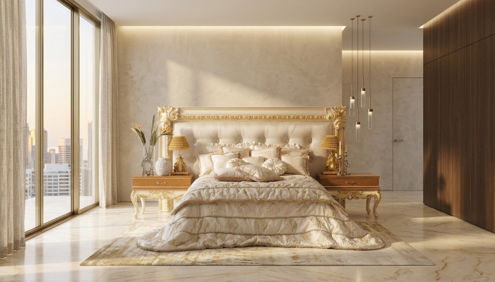 Chesterfield bed Luxe tweepersoonsbedden Italiaanse meubels Boiserie