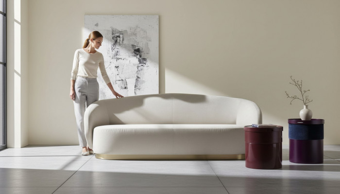 Bankstel met drie zitplaatsen Design Luxe Meubels Hout Wit Designmeubelen uit Italië Klassiekers