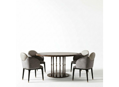 Groep stoelen set textiel stof hout Gestoffeerde eetkamerstoelen 4x stoel