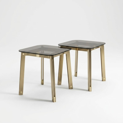 Metaal glazen tafel Vintage bijzettafel van echt materiaal Metaal Woonkamer