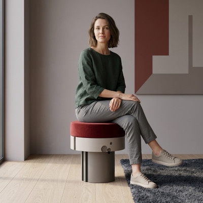 Pouf Voetenbankje Zitkruk Gestoffeerd krukje Zitbankje Luxe designbank Nieuw
