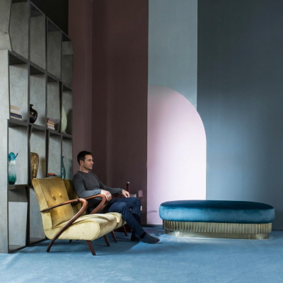 Fauteuil Woonkamer Bank Bank Stoel Bekleding Italiaanse meubels Fluweel Ontwerp