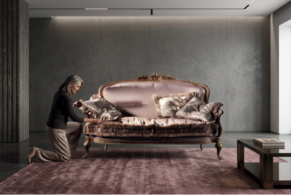 Sofa 2 zits bank hout bekleding meubels bankstellen Italiaanse inrichting nieuw
