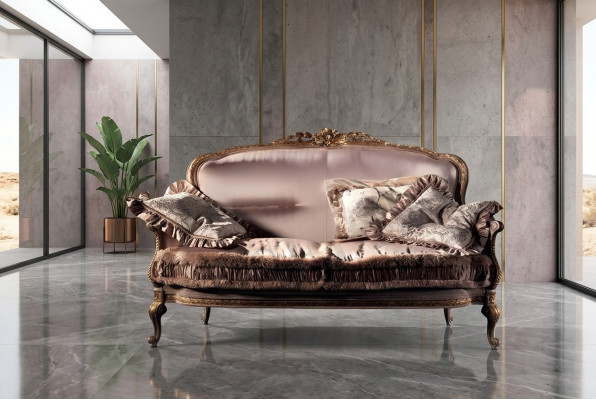 Sofa 2 zits bank hout bekleding meubels bankstellen Italiaanse inrichting nieuw