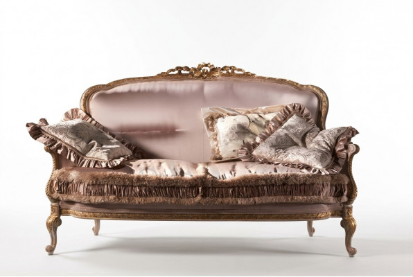 Sofa 2 zits bank hout bekleding meubels bankstellen Italiaanse inrichting nieuw