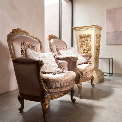 Fauteuil Leesstoel Leunstoel Oorfauteuil Luxe bank Beklede Italiaanse meubels