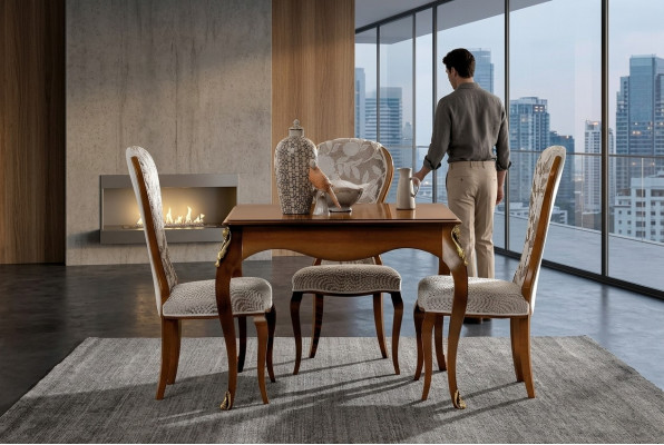 Compleet eetkamerset 4x stoelen eetkamerset Ess Group houten tafel tafels 5-delig