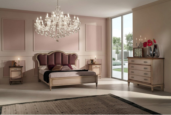 Bed nachtkastje ladekast slaapkamer set ontwerp klassiek luxe bedden nieuw