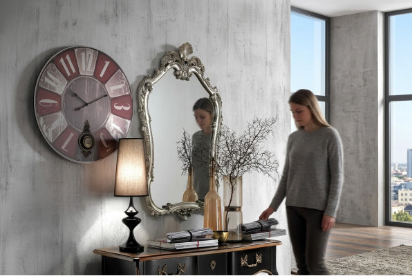 Spiegel Klassieke wandspiegel Houten design Zilver Woonkamer Italiaanse meubels