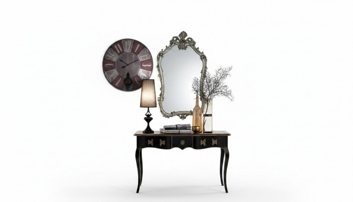 Spiegel Klassieke wandspiegel Houten design Zilver Woonkamer Italiaanse meubels