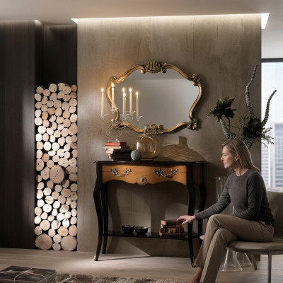 Console-tafel meubels in barokstijl met spiegel van hout Italiaanse tafelset 2-delig.