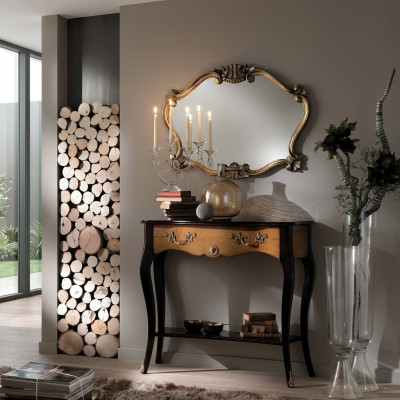 Console-tafel meubels in barokstijl met spiegel van hout Italiaanse tafelset 2-delig.