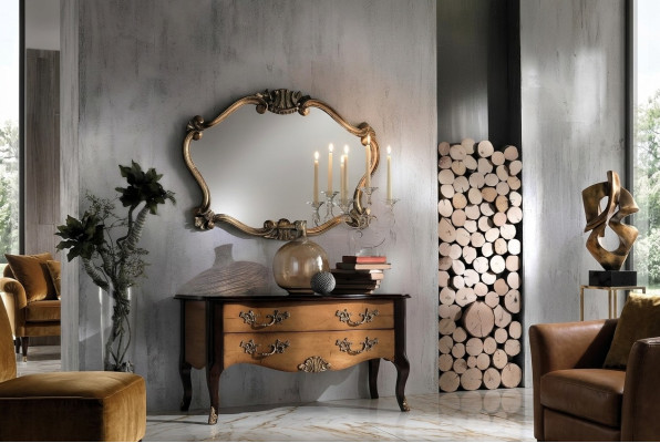 Italiaanse klassieke designer spiegel wandspiegel met bronzen bladeren barok