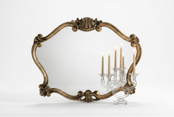 Italiaanse klassieke designer spiegel wandspiegel met bronzen bladeren barok