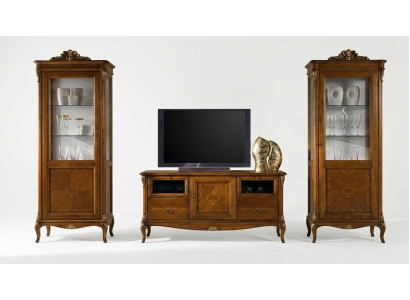 Woonkamer 2x vitrine woonkamer kasten design tv Modern vitrine set 3-delig