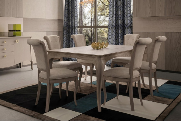Eettafel eetkamer set meubels inrichting groep tafel + 6 stoel set 7-delig.