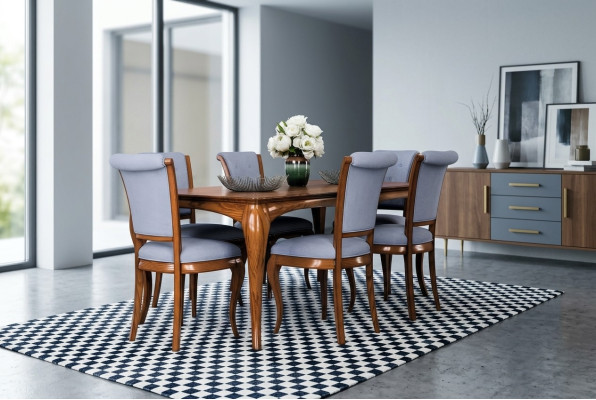 Meubelgroep Tafel + 6 Stoel set 7-delig. Eettafelset Eetkamer