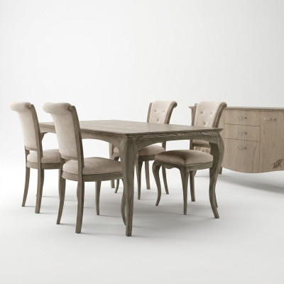 Meubilair inrichtingsgroep Tafel + 4x Stoel Set 5-delig. Eettafelset Eetkamer