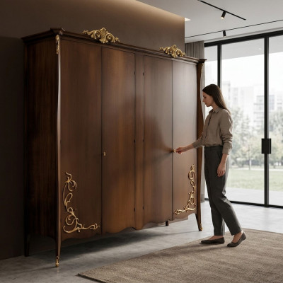 Kledingkast Kast Houten kast Slaapkamer Massieve meubels Italië Massief hout