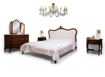 Slaapkamerontwerp Klassieke luxe meubelen Modern bed 2x nachtkastje 4-delige set