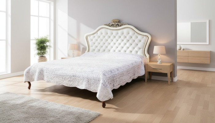 Klassiek bed Luxe meubels Bedden Slaapkamer Inrichting Nachtkastje 2x 3-delig.