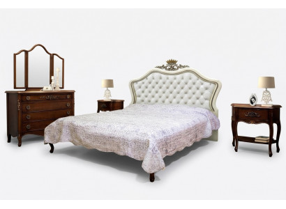 Klassiek bed Luxe meubels Bedden Slaapkamer Inrichting Nachtkastje 2x 3-delig.