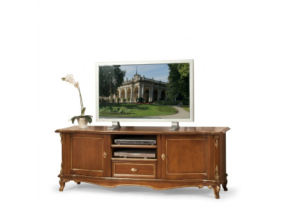 TV dressoir RTV woonkamer design plank bruin hout rekken lowboard Italië nieuw