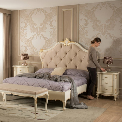 Bed meubels tweepersoonsbed natuurlijk hout slaapkamer meubels design bedden meubels Italië