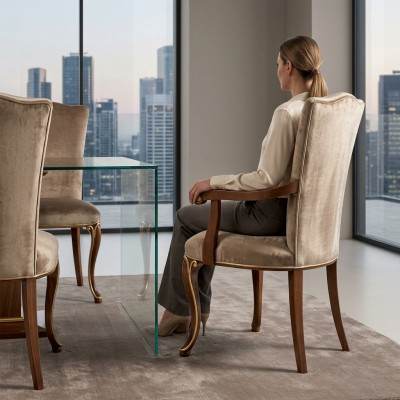 Stoel 1-zits eetkamer houten fauteuil Italië meubel ontwerp klassieke leunstoelen