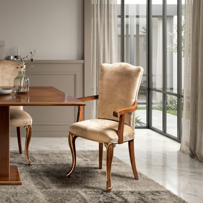 Stoel 1-zits eetkamer houten fauteuil Italië meubel ontwerp klassieke leunstoelen