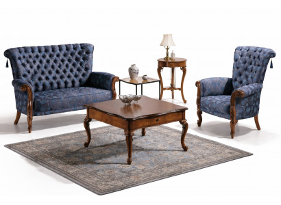 Italiaanse bankstel Bank 2x fauteuil Salontafel Bijzettafel 4-delig luxe set