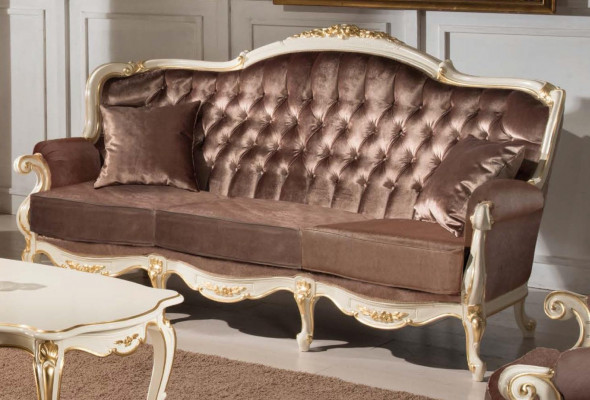 Klassieke woonkamer meubels Bank Bank Fauteuil Salontafel Bijzettafel 4-delig