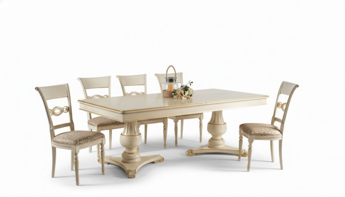 Compleet set eettafel 6 stoelen eetkamerset eetgroep houten tafel tafels 7-delig