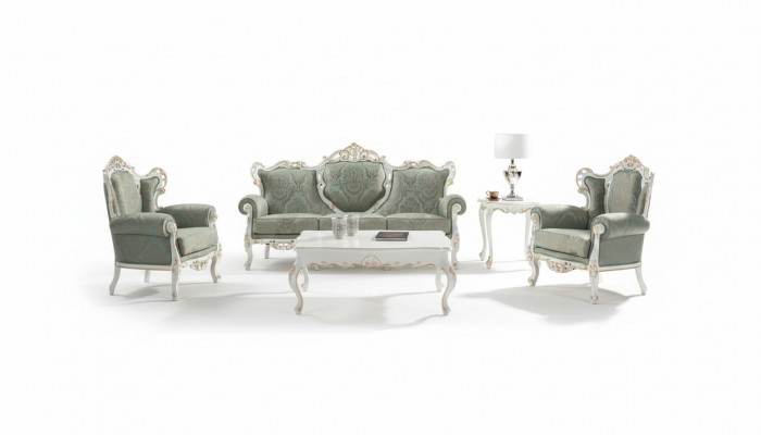Sofaset Bank Klassiek Barok Meubels Woonkamer Bank 5-dlg. Bank Tafel