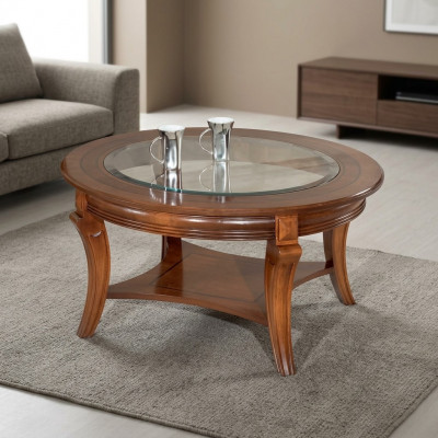Salontafel Houten tafel Design tafels Italiaanse meubels Glazen tafel Ronde tafel Bruin