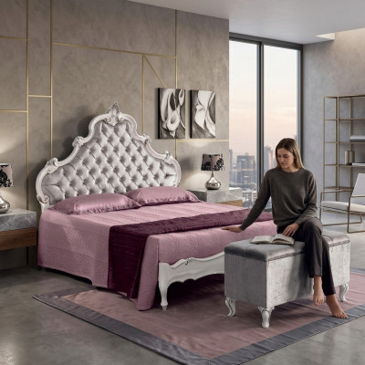 Chesterfield Bed Bekleding Ontwerp Luxe Tweepersoons Hotelbedden Italiaans Hout Nieuw