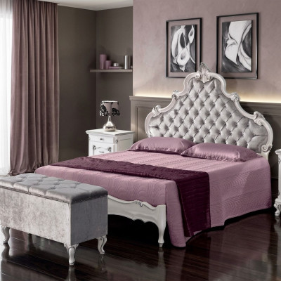 Chesterfield Bed Bekleding Ontwerp Luxe Tweepersoons Hotelbedden Italiaans Hout Nieuw