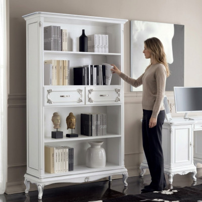 Woonkamer vitrinekast boekenplank dressoir Klassiek meubilair planken hout.