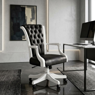 Kantoorstoel Hout Directiestoel Chesterfield-Italiaanse meubels Draaistoel Fauteuil Stoel