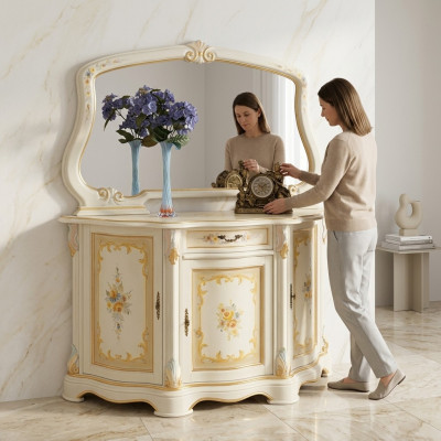 Elegante stijl meubels slaapkamer ladekast kast klassieke dressoir met spiegel