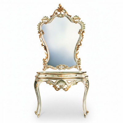 Console tafel Spiegel dressoir Set Hout Italiaanse meubels stijlen Elisa 2-delig Nieuw