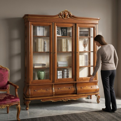 Vitrine kast Boekenplank Dressoir Klassieke Italiaanse meubels Planken Hout