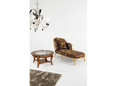 Klassieke chaise longue + salontafel goud bloemen ligbed Italiaanse meubels tafel