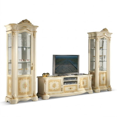 Woonkamer 2x vitrine wandmeubel kasten Design tv vitrine set 3-dlg kast Nieuw