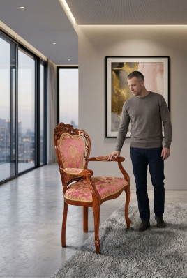 Klassieke stoelen Stoel Ontwerper Houten eetkamerstoel Luxe houten leunstoel