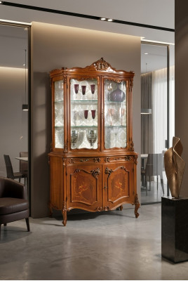 Vitrine Eetkamer Dressoir Massief Houten Kasten Italiaanse Meubels Glazen Kast Nieuw.