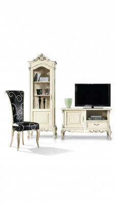 Klassieke woonwand set vitrine tv-meubel vitrines kast kasten 3-delig.