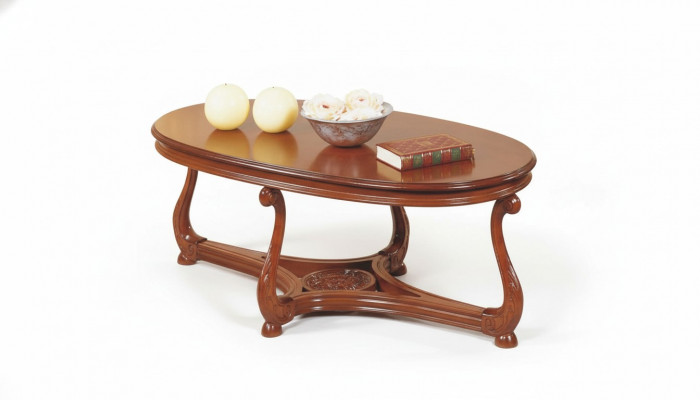 Ovale koffietafel bruin gelakt Bijzettafel Hout Salontafel Woonkamertafel